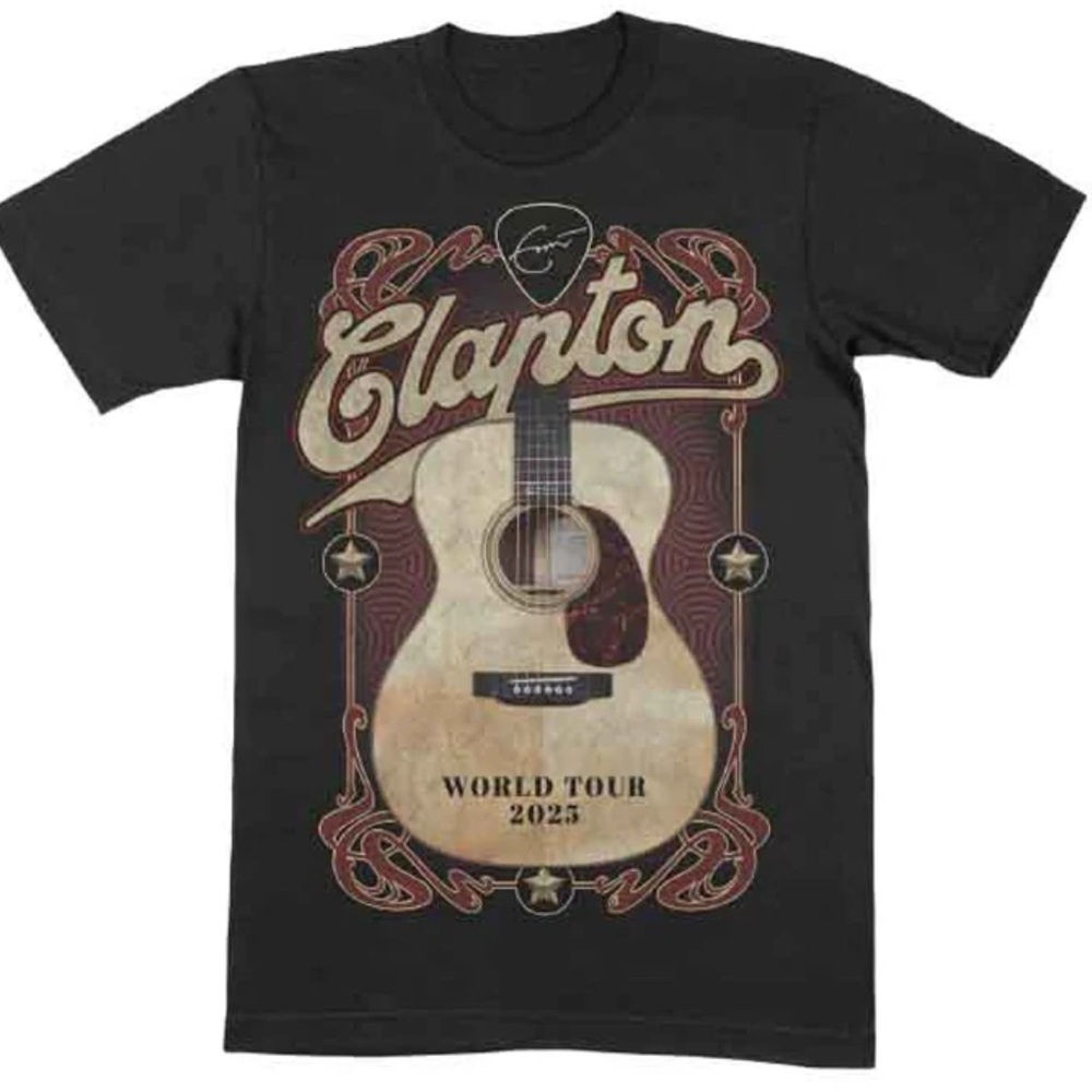 Eric Clapton 2025 World Tour Black Short Sleeve Martin Guitar Men’s Size 2XL
